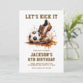 Soccer Football Birthday Invitation Kaart (Staand voorkant)