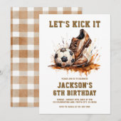 Soccer Football Birthday Invitation Kaart (Voorkant / Achterkant)