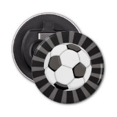 Soccer Football Black Grey Rays | Sport Button Flesopener (Voorkant)
