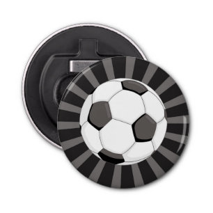 Soccer Football Black Grey Rays   Sport Button Flesopener