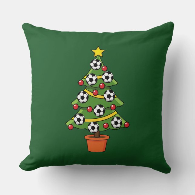 Soccer Football Christmas Tree Kussen (Voorkant)