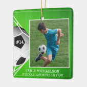 Soccer Football Foto gepersonaliseerd Keramisch Ornament (Links)