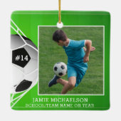 Soccer Football Foto gepersonaliseerd Keramisch Ornament (Achterkant)