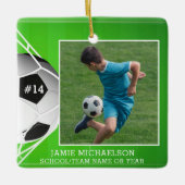 Soccer Football Foto gepersonaliseerd Keramisch Ornament (Voorkant)