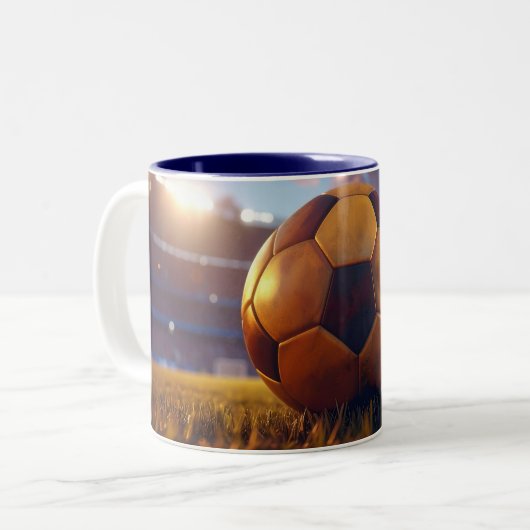Soccer Football - Golden Ball Tweekleurige Koffiemok (Voorkant links)