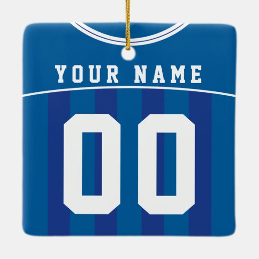 Soccer Football Jersey Name & Number Sjabloon Keramisch Ornament (Achterkant)