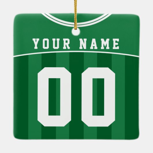 Soccer Football Jersey Name & Number Sjabloon Keramisch Ornament (Achterkant)