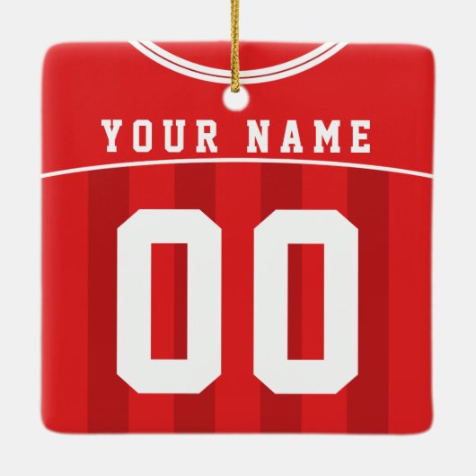 Soccer Football Jersey Name & Number Sjabloon Keramisch Ornament (Achterkant)