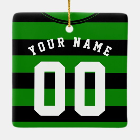 Soccer Football Jersey Sjabloon Ornament, Black Keramisch Ornament (Achterkant)