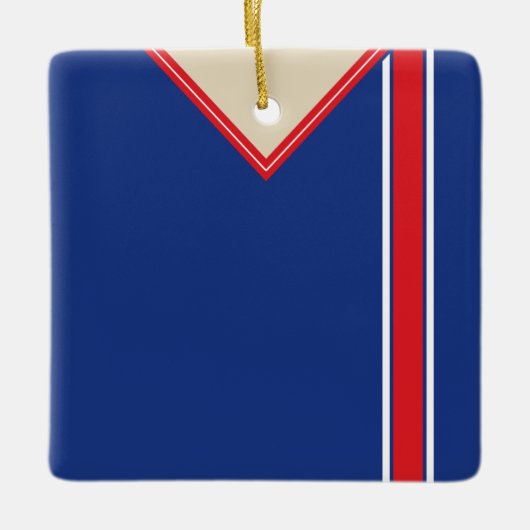 Soccer Football Jersey Sjabloon Ornament, Blue Red Keramisch Ornament (Voorkant)