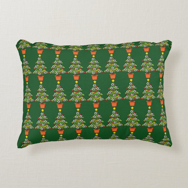 Soccer Football kerstboom Accent Kussen (Voorkant)
