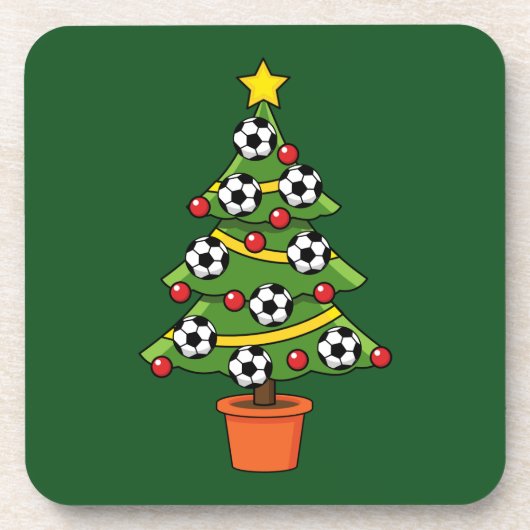 Soccer Football kerstboom Bier Onderzetter (Voorkant)