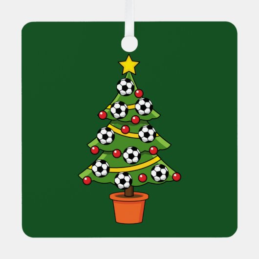 Soccer Football kerstboom Metalen Ornament (Voorkant)