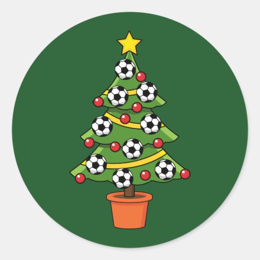 Soccer Football kerstboom Ronde Sticker (Voorkant)