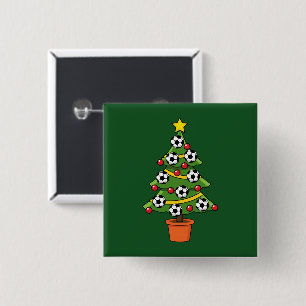 Soccer Football kerstboom Vierkante Button 5,1 Cm