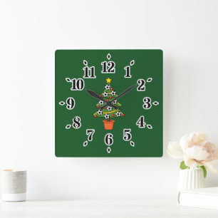 Soccer Football kerstboom Vierkante Klok