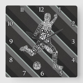 Soccer Football Languages-klok Vierkante Klok