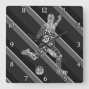 Soccer Football Languages-klok Vierkante Klok