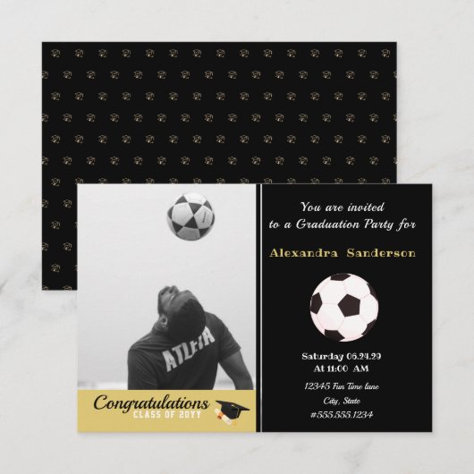 Soccer Football player afstuderen Foto party (Voorkant / Achterkant)