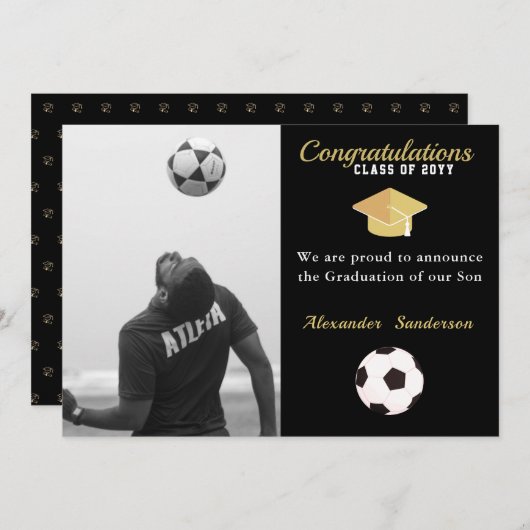 Soccer Football player afstuderen Foto party Aankondiging (Voorkant / Achterkant)