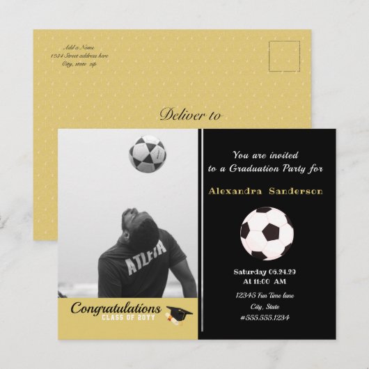 Soccer Football player afstuderen Foto party Briefkaart (Voorkant / Achterkant)