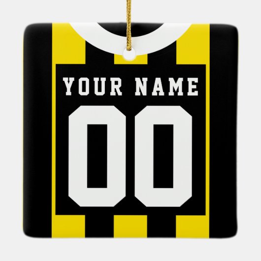 Soccer Football Rugby Jersey Name Number Sjabloon Keramisch Ornament (Achterkant)