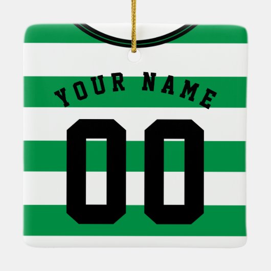 Soccer Football Rugby Jersey Name Number Sjabloon Keramisch Ornament (Achterkant)
