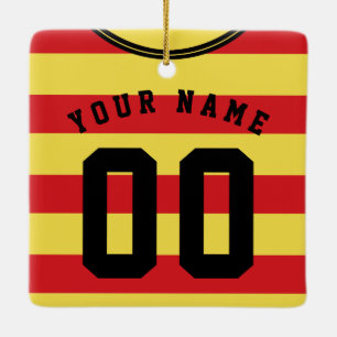 Soccer Football Rugby Jersey Name Number Sjabloon Keramisch Ornament