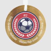Soccer Football Team Gold Red White Modern Ornament (achterkant)