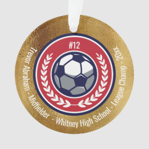 Soccer Football Team Gold Red White Modern Ornament