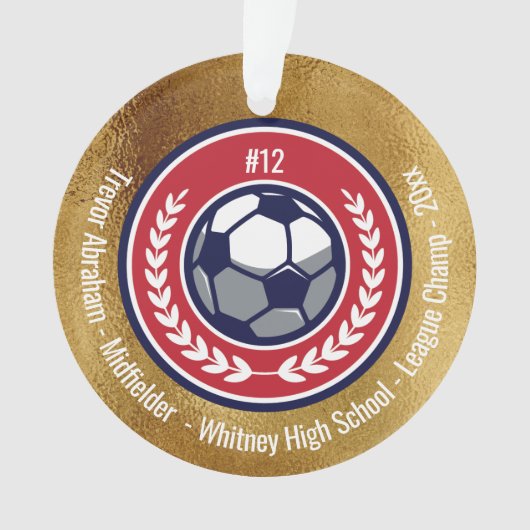 Soccer Football Team Gold Red White Modern Ornament (voorkant)