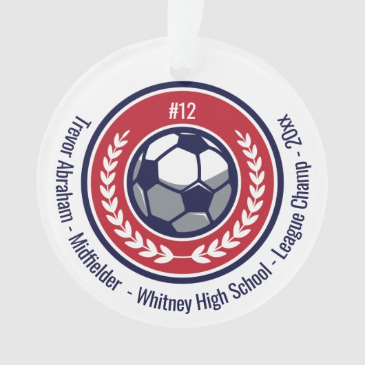 Soccer Football Team Red White Blue Modern Ornament (voorkant)