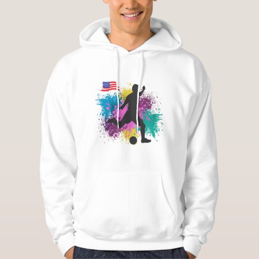 Soccer Football USA Grungy Color Splashes Hoodie (Voorkant)