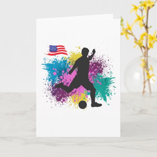 Soccer Football USA Grungy Color Splashes Kaart (Gele Bloem)
