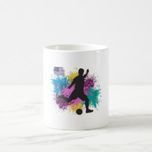 Soccer Football USA Grungy Color Splashes Koffiemok