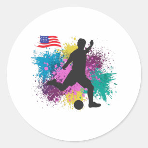 Soccer Football USA Grungy Color Splashes Ronde Sticker