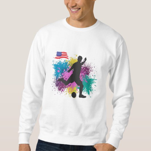 Soccer Football USA Grungy Color Splashes Trui (Voorkant)