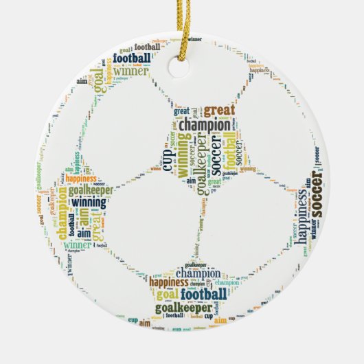Soccer Football Word Label Cloud Keramisch Ornament (Voorkant)