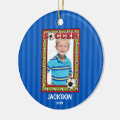 Soccer Foto Lijst Kinder Persoonlijke Kerstmis Keramisch Ornament (Links)