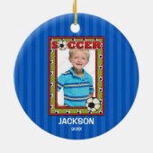 Soccer Foto Lijst Kinder Persoonlijke Kerstmis Keramisch Ornament (Achterkant)