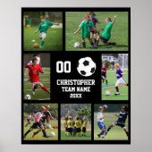 Soccer fotocollage team naam zwart poster (Voorkant)