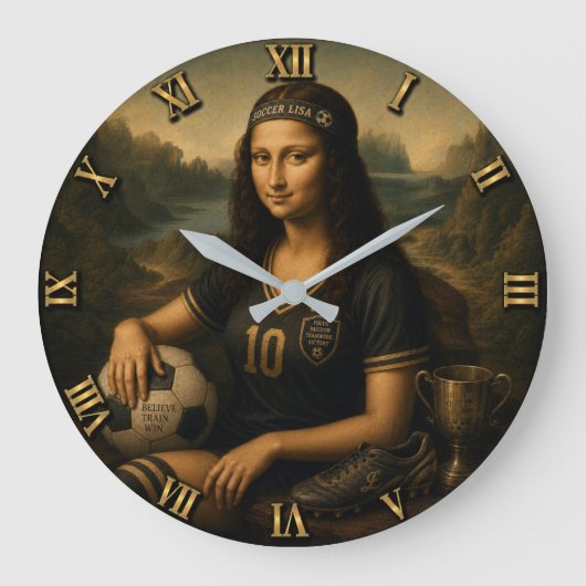 Soccer Funny Mona Lisa Grote Klok (Voorkant)