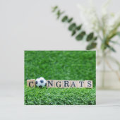 Soccer Gefeliciteerd met speler en Soccer fan Briefkaart (Staand voorkant)