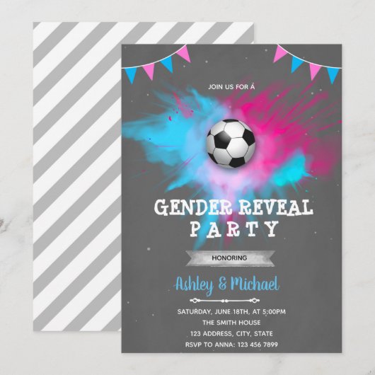 Soccer gender onthult uitnodiging (Voorkant / Achterkant)