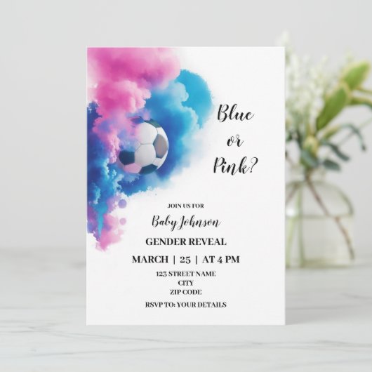 Soccer gender onthult uitnodiging (Staand voorkant)