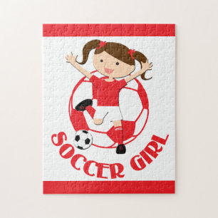 Soccer Girl 1 en Ball Red en White v2 Legpuzzel