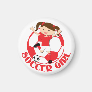 Soccer Girl 1 en Ball Red en White v2 Magneet