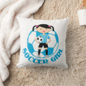 Soccer Girl 2 Ball Blue en White Stripes v2 Kussen (Deken)
