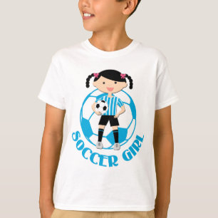 Soccer Girl 2 Ball Blue en White Stripes v2 T-shirt