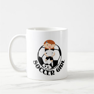 Soccer Girl 3 en Ball Black en White Koffiemok